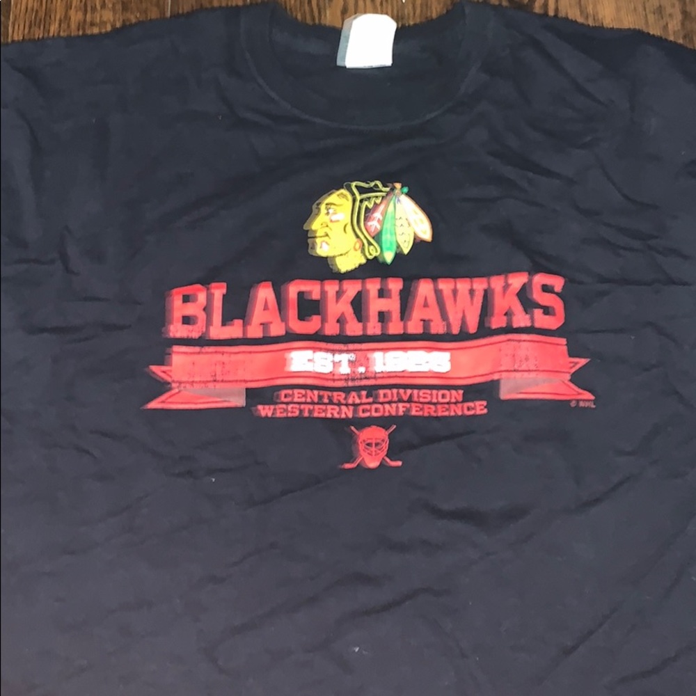 Black Blackhawks T-shirt by Jerzees